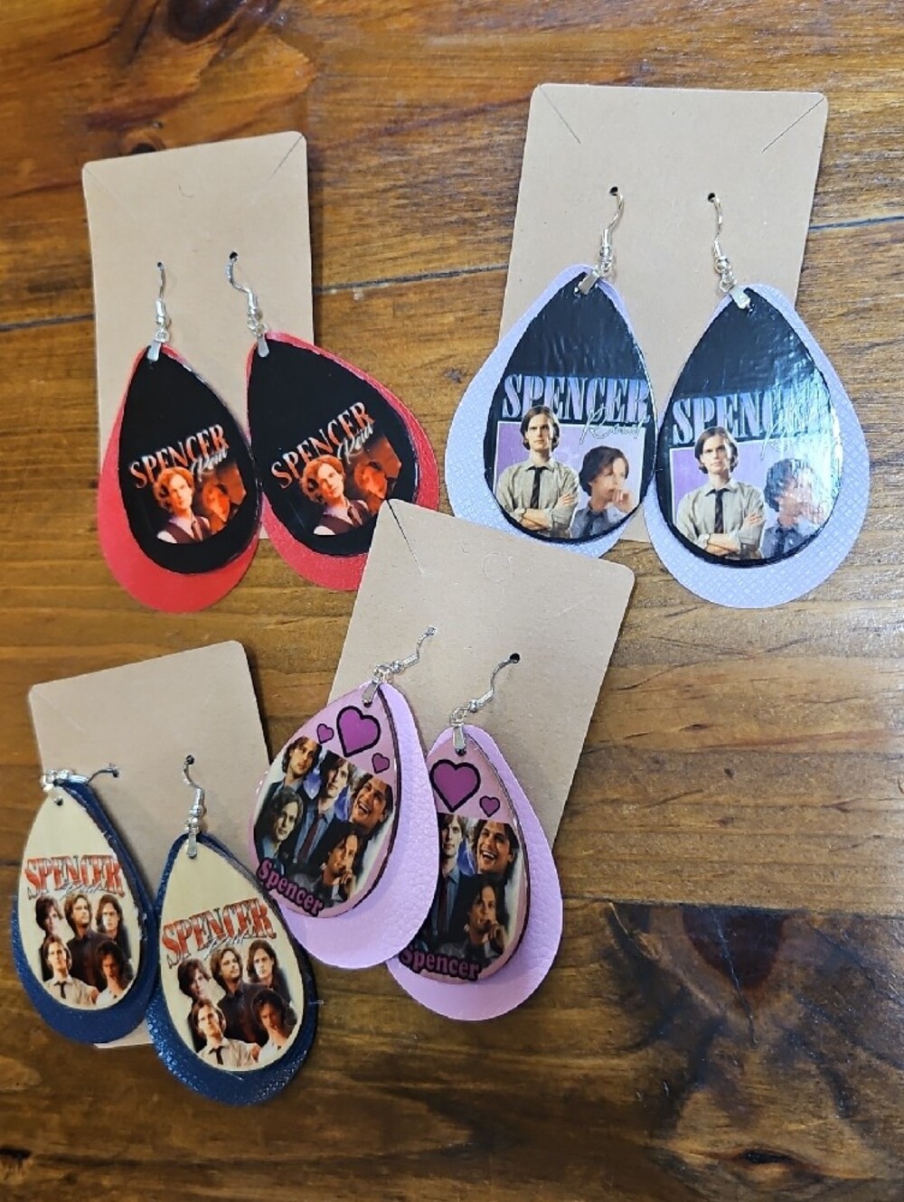 Spencer Graphic Teardrop Earrings - Pink, Purple, Red, Blue - Picture 6 of 10